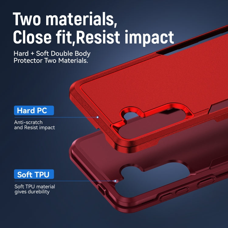 For Samsung Galaxy S24 5G Pioneer Armor Heavy Duty PC + TPU Phone Case(Red+Rose Red)