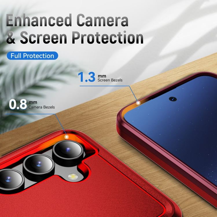 For Samsung Galaxy S24 5G Pioneer Armor Heavy Duty PC + TPU Phone Case(Red+Rose Red)
