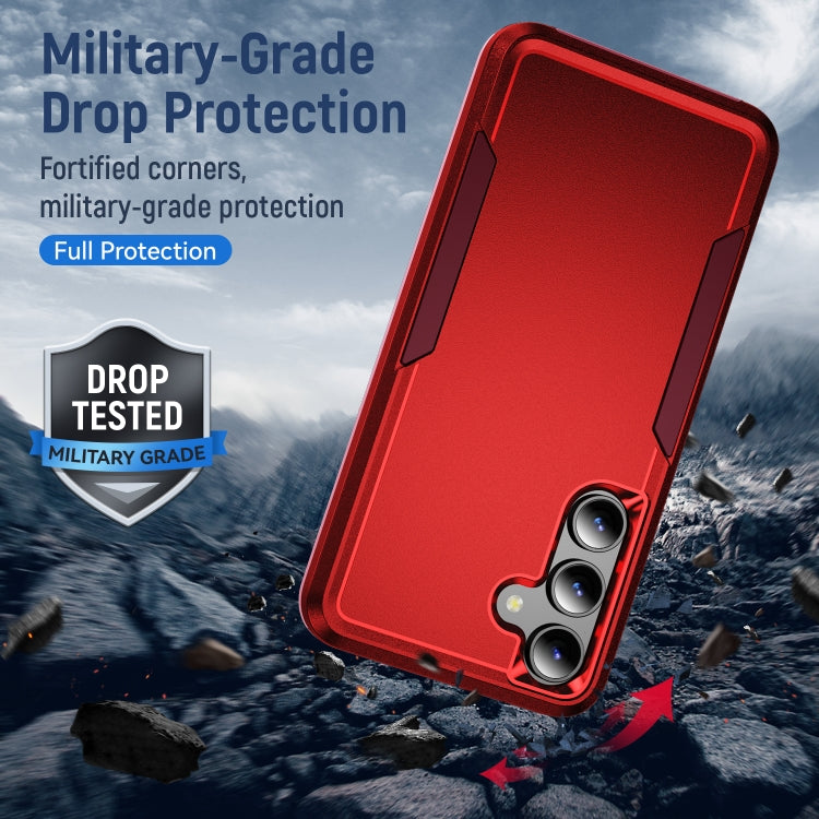 For Samsung Galaxy S24 5G Pioneer Armor Heavy Duty PC + TPU Phone Case(Red+Rose Red)