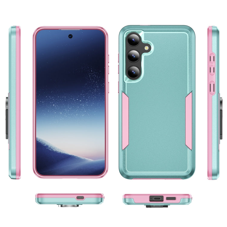 For Samsung Galaxy S24 5G Pioneer Armor Heavy Duty PC + TPU Phone Case(Green+Pink)