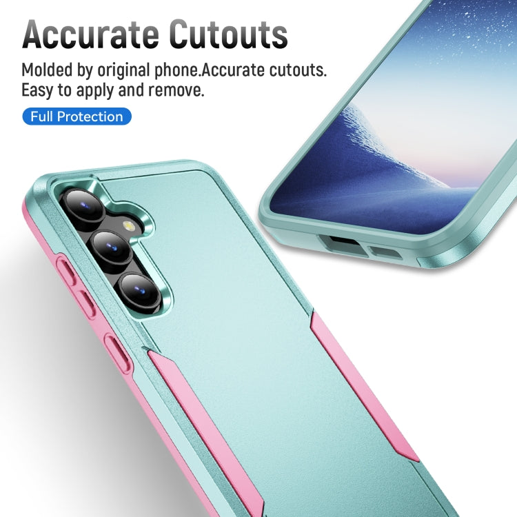 For Samsung Galaxy S24 5G Pioneer Armor Heavy Duty PC + TPU Phone Case(Green+Pink)