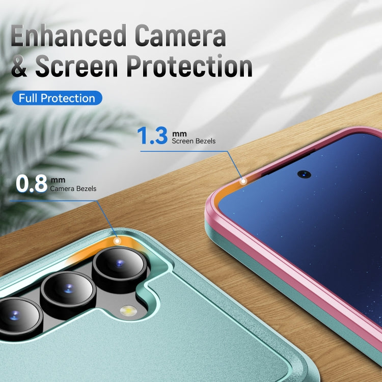 For Samsung Galaxy S24 5G Pioneer Armor Heavy Duty PC + TPU Phone Case(Green+Pink)
