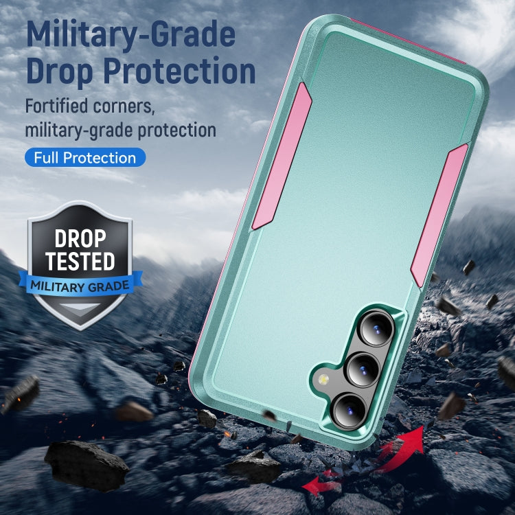 For Samsung Galaxy S24 5G Pioneer Armor Heavy Duty PC + TPU Phone Case(Green+Pink)