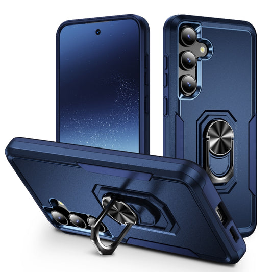 For Samsung Galaxy S24 5G Pioneer Armor Heavy Duty PC + TPU Phone Case with Holder(Blue)