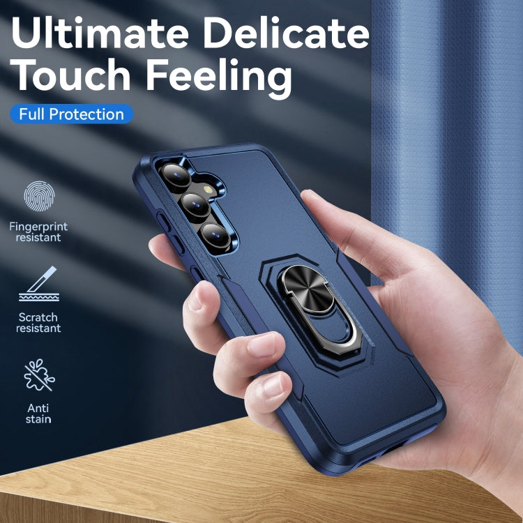 For Samsung Galaxy S24 5G Pioneer Armor Heavy Duty PC + TPU Phone Case with Holder(Blue)