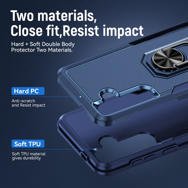 For Samsung Galaxy S24 5G Pioneer Armor Heavy Duty PC + TPU Phone Case with Holder(Blue)