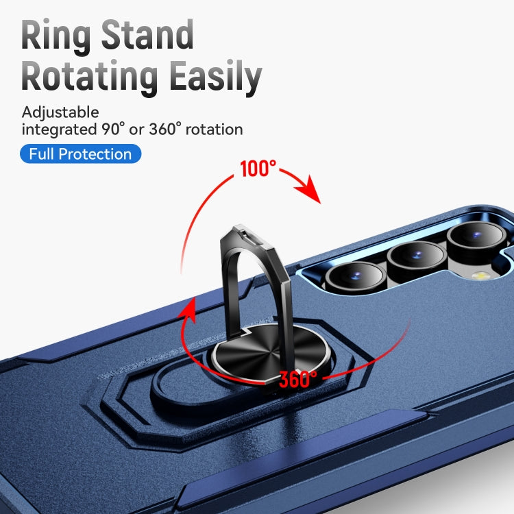 For Samsung Galaxy S24 5G Pioneer Armor Heavy Duty PC + TPU Phone Case with Holder(Blue)
