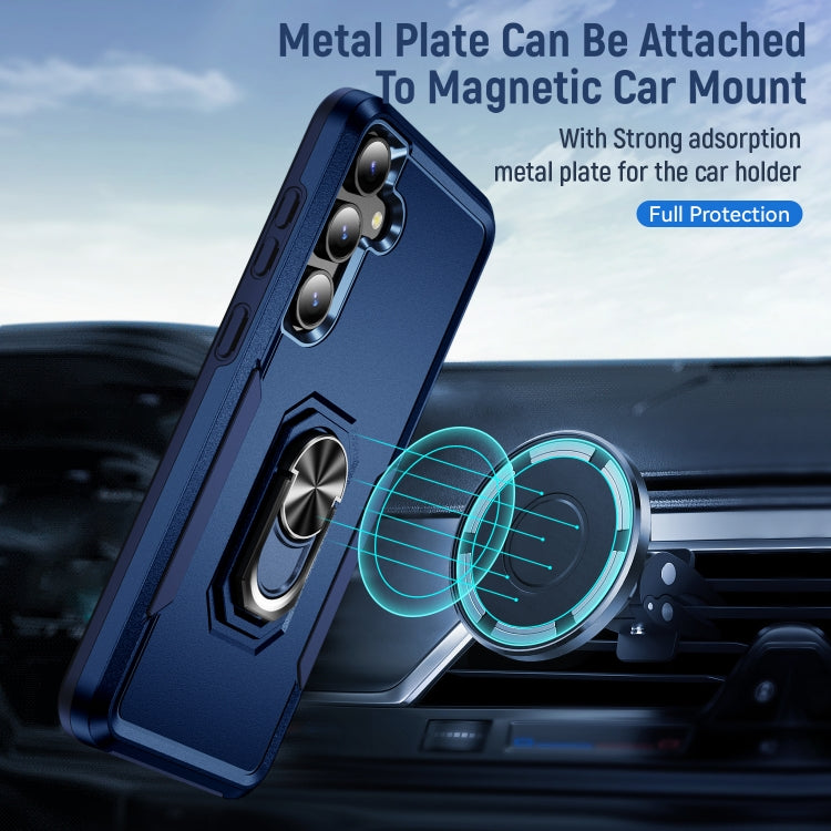 For Samsung Galaxy S24 5G Pioneer Armor Heavy Duty PC + TPU Phone Case with Holder(Blue)