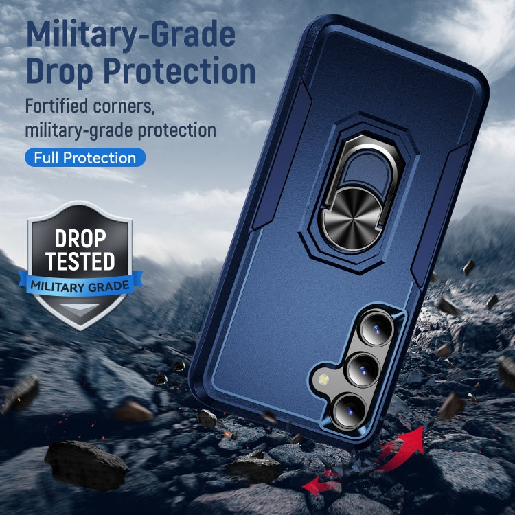 For Samsung Galaxy S24 5G Pioneer Armor Heavy Duty PC + TPU Phone Case with Holder(Blue)