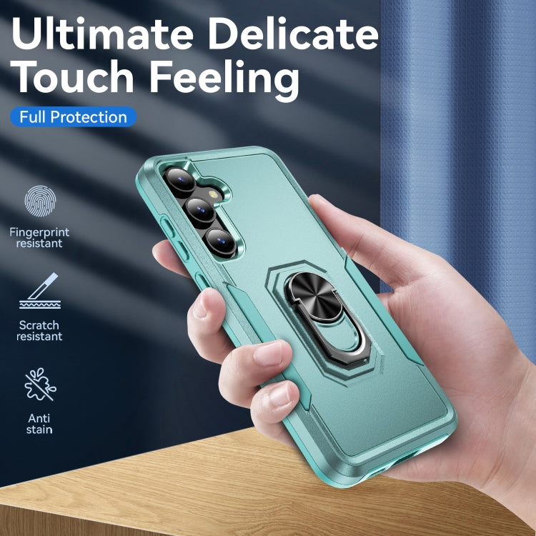 For Samsung Galaxy S24 5G Pioneer Armor Heavy Duty PC + TPU Phone Case with Holder(Green)