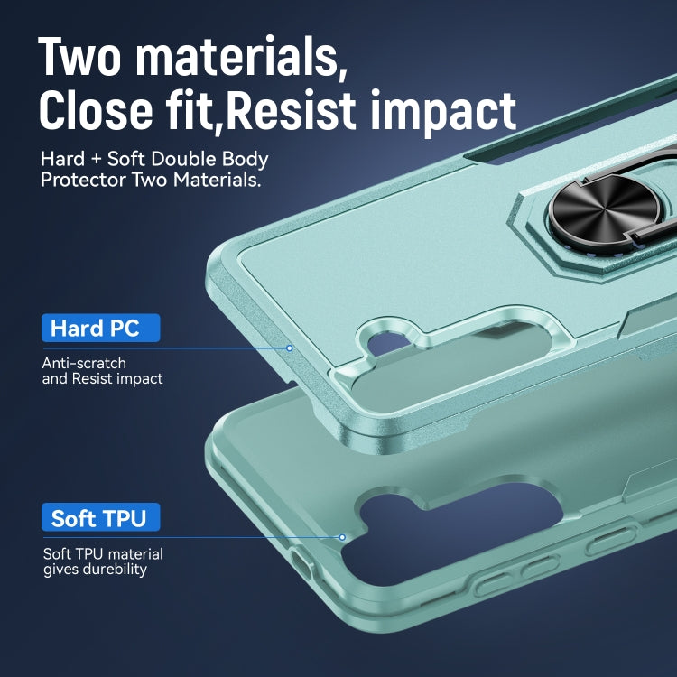 For Samsung Galaxy S24 5G Pioneer Armor Heavy Duty PC + TPU Phone Case with Holder(Green)