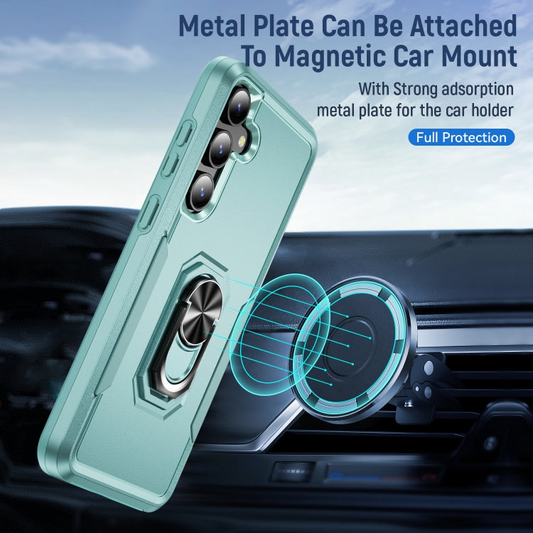 For Samsung Galaxy S24 5G Pioneer Armor Heavy Duty PC + TPU Phone Case with Holder(Green)