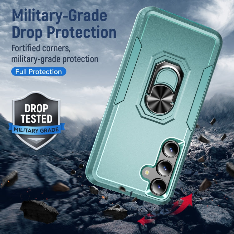 For Samsung Galaxy S24 5G Pioneer Armor Heavy Duty PC + TPU Phone Case with Holder(Green)
