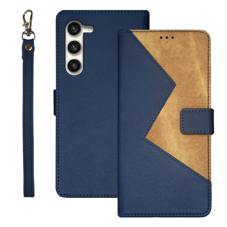 For Samsung Galaxy S24 5G idewei Two-color Splicing Leather Phone Case(Blue)