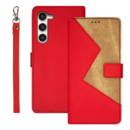 For Samsung Galaxy S24 5G idewei Two-color Splicing Leather Phone Case(Red)