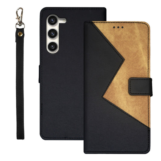 For Samsung Galaxy S24 5G idewei Two-color Splicing Leather Phone Case(Black)