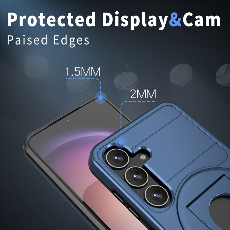 For Samsung Galaxy S24 5G MagSafe Ring Holder Armor Phone Case(Blue)