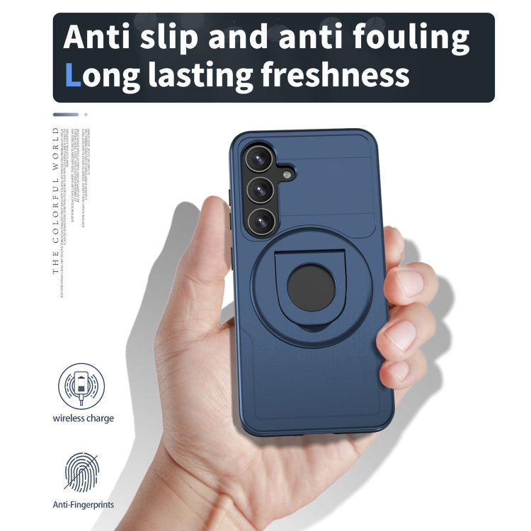 For Samsung Galaxy S24 5G MagSafe Ring Holder Armor Phone Case(Blue)