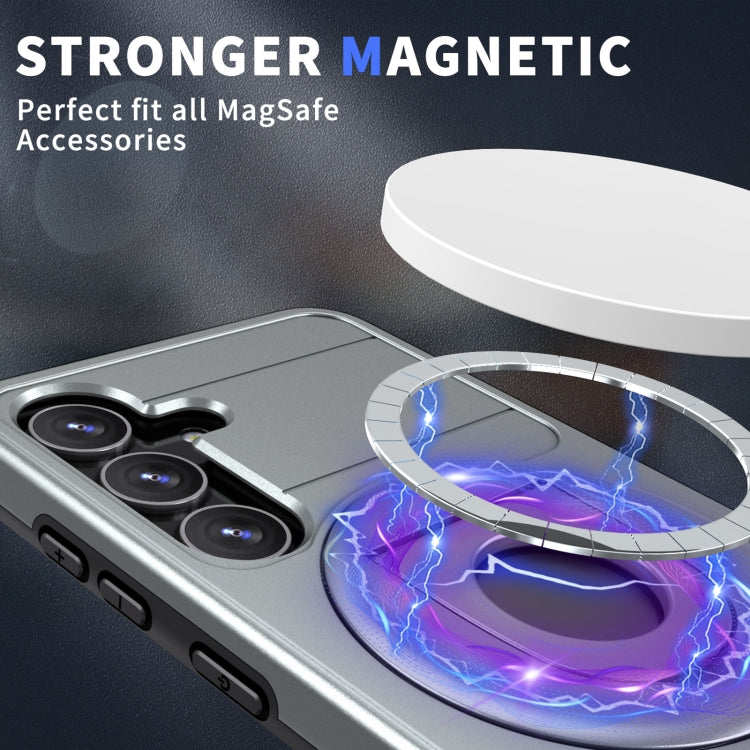 For Samsung Galaxy S24 5G MagSafe Ring Holder Armor Phone Case(Titanium Grey)