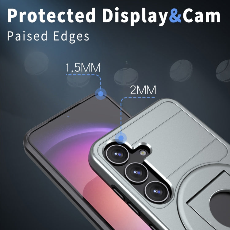 For Samsung Galaxy S24 5G MagSafe Ring Holder Armor Phone Case(Titanium Grey)