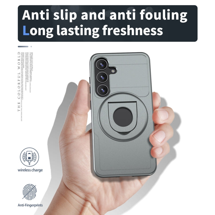 For Samsung Galaxy S24 5G MagSafe Ring Holder Armor Phone Case(Titanium Grey)