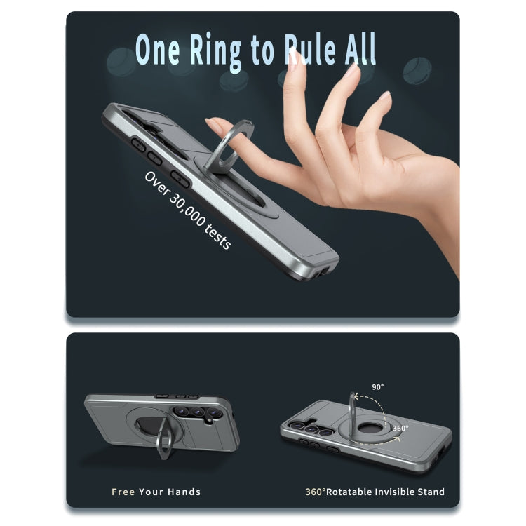 For Samsung Galaxy S24 5G MagSafe Ring Holder Armor Phone Case(Titanium Grey)