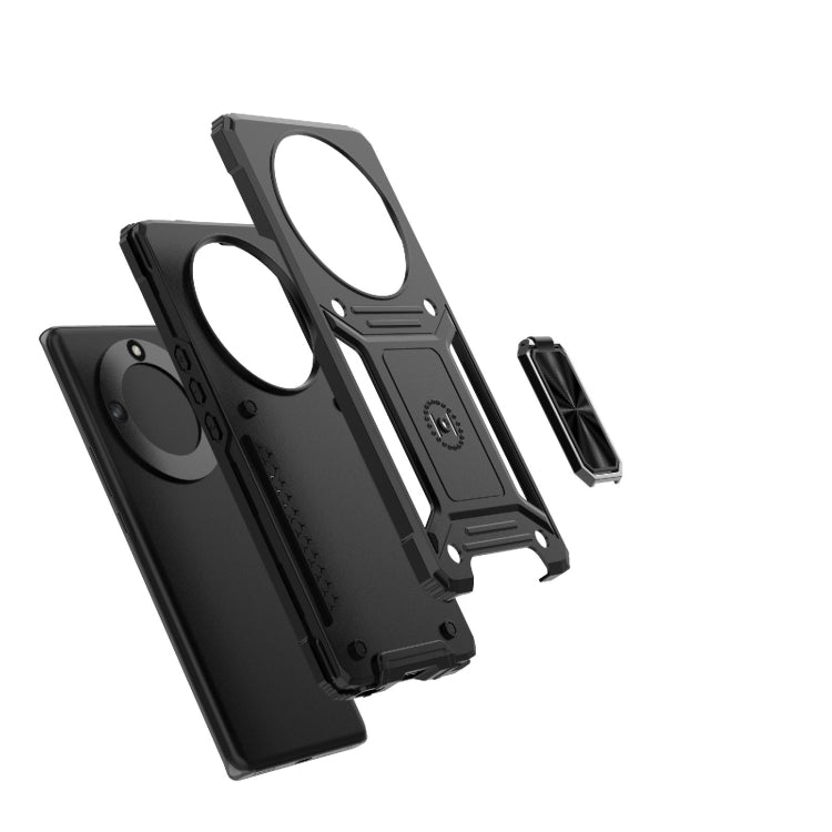 For Honor X40 5G Camshield Robot TPU Hybrid PC Phone Case(Black)