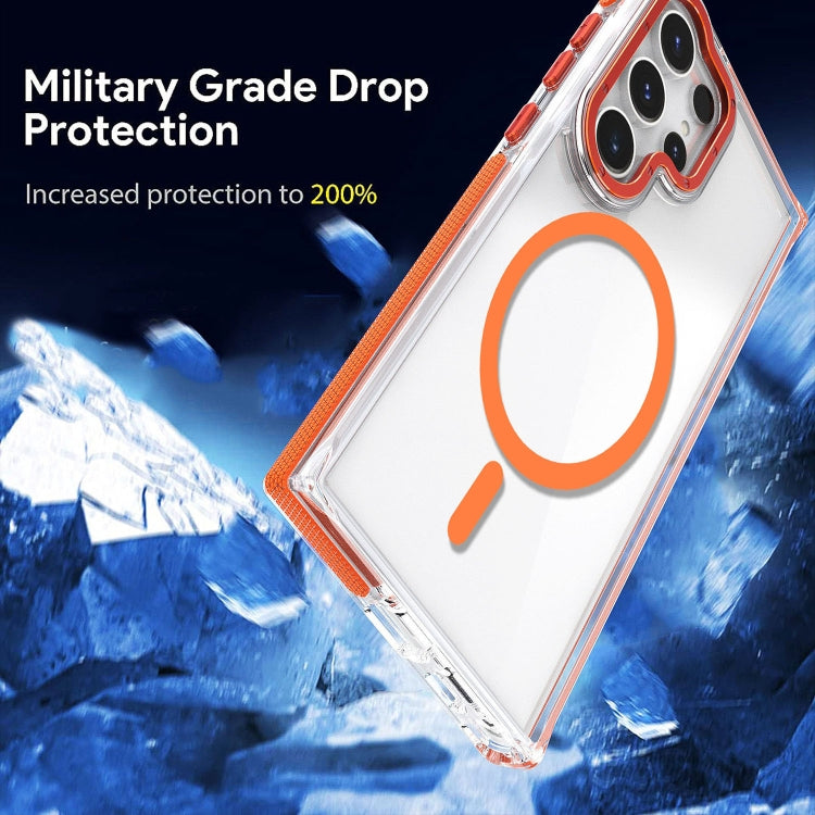 For Samsung Galaxy S24 5G Dual-Color Clear Acrylic Hybrid TPU MagSafe Phone Case(Orange)