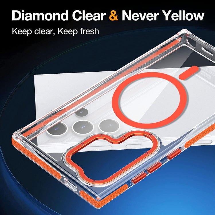 For Samsung Galaxy S24 5G Dual-Color Clear Acrylic Hybrid TPU MagSafe Phone Case(Orange)