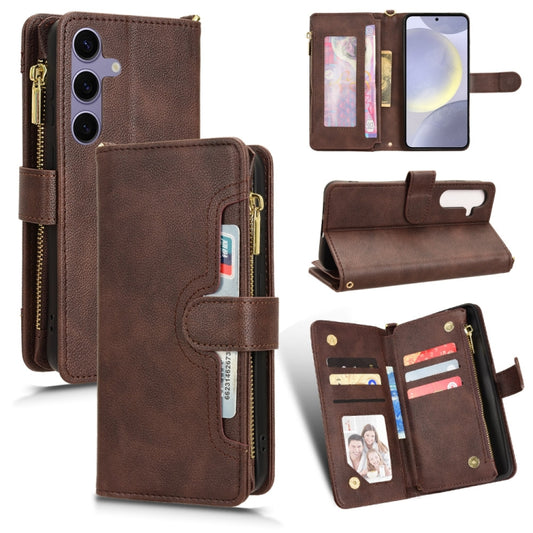 For Samsung Galaxy S24 5G Litchi Texture Zipper Leather Phone Case(Brown)