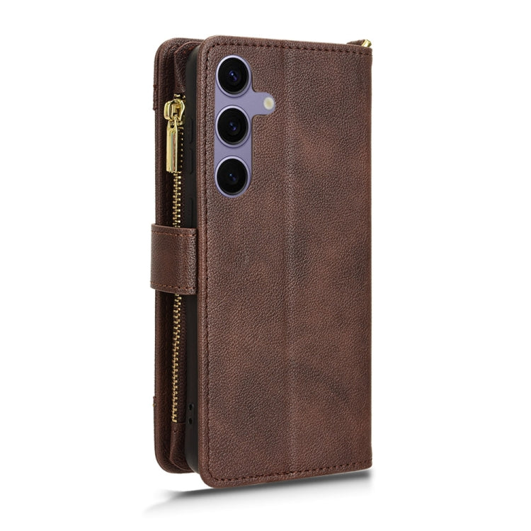 For Samsung Galaxy S24 5G Litchi Texture Zipper Leather Phone Case(Brown)