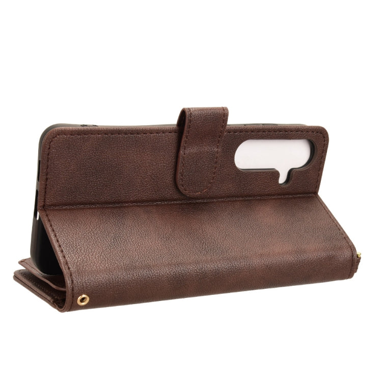 For Samsung Galaxy S24 5G Litchi Texture Zipper Leather Phone Case(Brown)