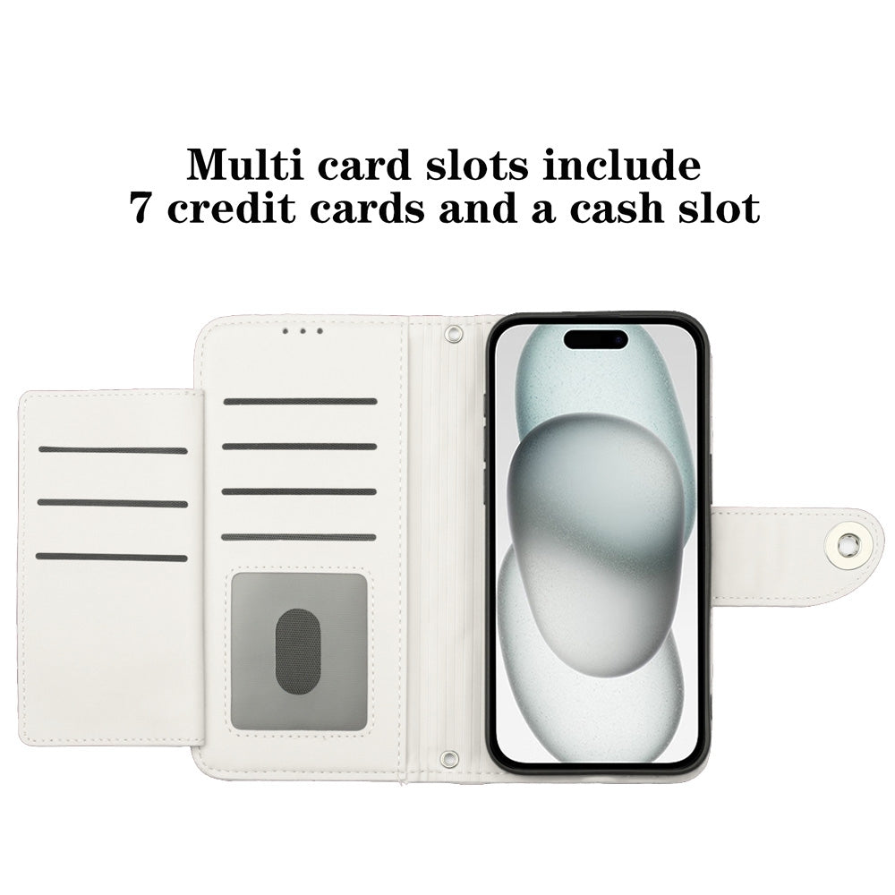 For iPhone 16e Rhombic Texture Flip Leather Phone Case with Lanyard(White)