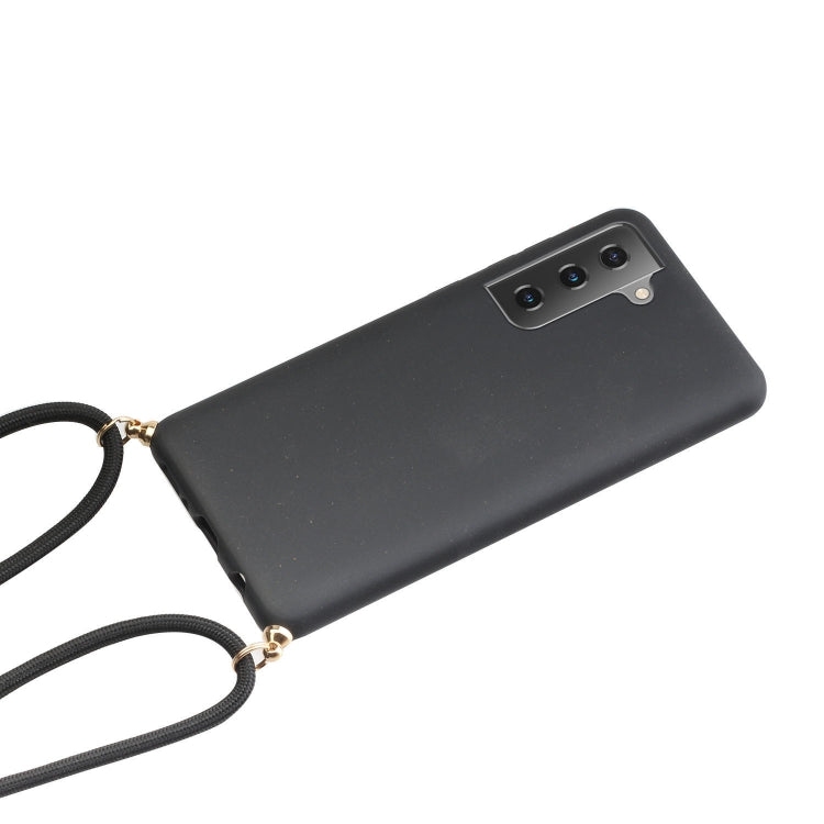 For Samsung Galaxy S24 5G Wheat Straw Material + TPU Phone Case with Lanyard(Black)