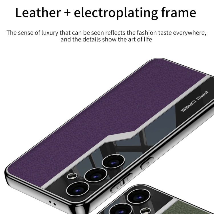 For Samsung Galaxy S24 5G GKK Plating TPU + Leather Supercar Full Coverage Phone Case(Grey)