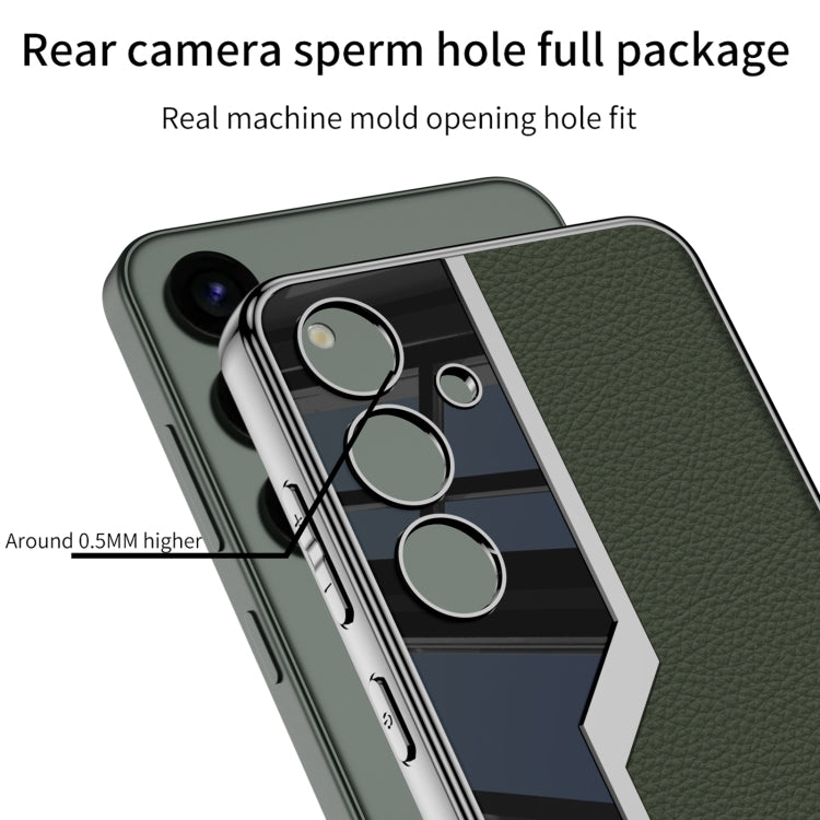 For Samsung Galaxy S24 5G GKK Plating TPU + Leather Supercar Full Coverage Phone Case(Carbon Fiber)