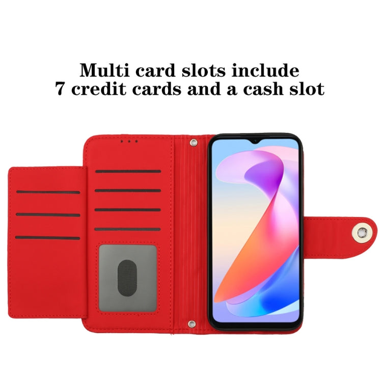 For Honor X6a Rhombic Texture Flip Leather Phone Case with Lanyard(Red)