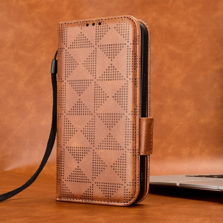 For Samsung Galaxy S24 5G Symmetrical Triangle Leather Phone Case(Brown)