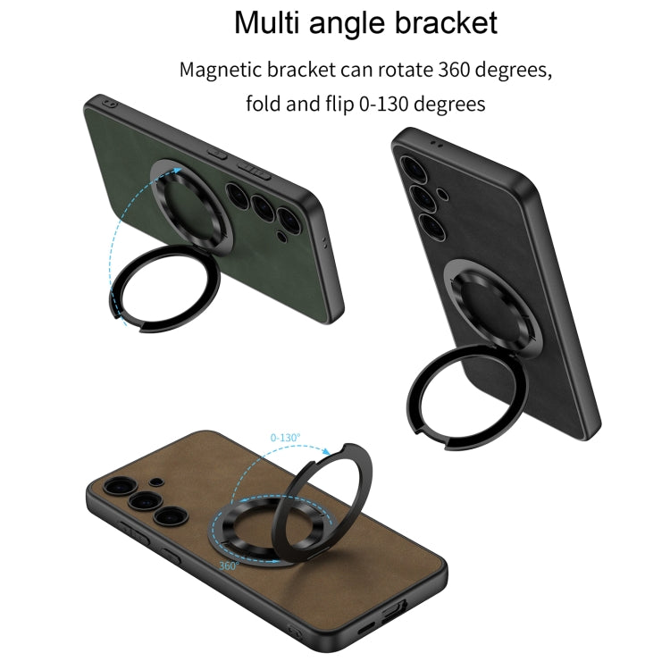For Samsung Galaxy S24 5G GKK Skin Feel Frosted Leather MagSafe Magnetic Phone Case with Holder(Brown)