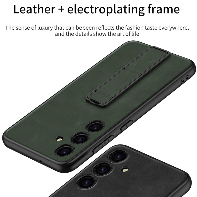 For Samsung Galaxy S24 5G GKK Skin Feel Frosted Leather Fold Holder Phone Case(Green)