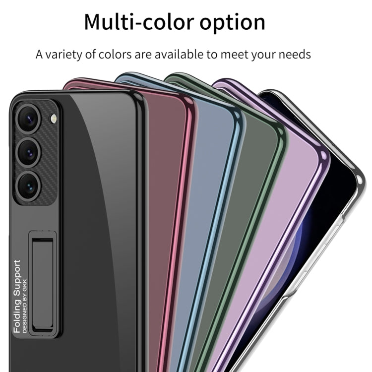 For Samsung Galaxy S24 5G GKK Electroplating Full Coverage Protective Phone Case with Holder(Silver)
