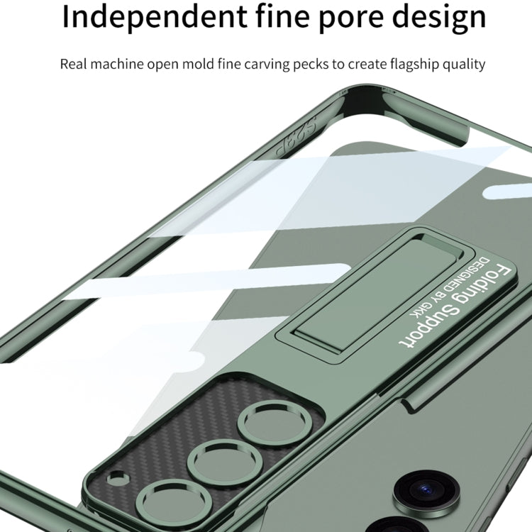 For Samsung Galaxy S24 5G GKK Electroplating Full Coverage Protective Phone Case with Holder(Silver)