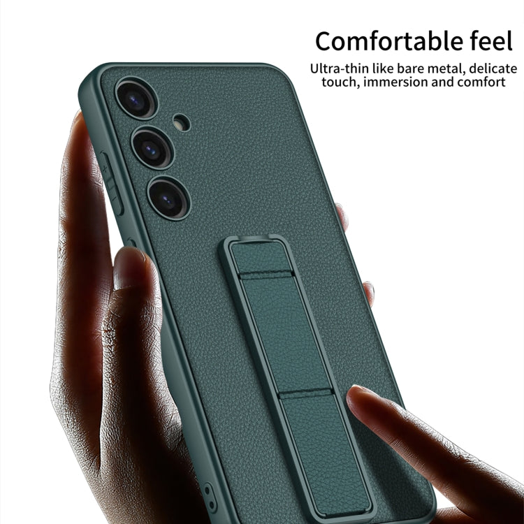 For Samsung Galaxy S24 5G GKK Skin Feel Leather Fold Holder Phone Case(Green)