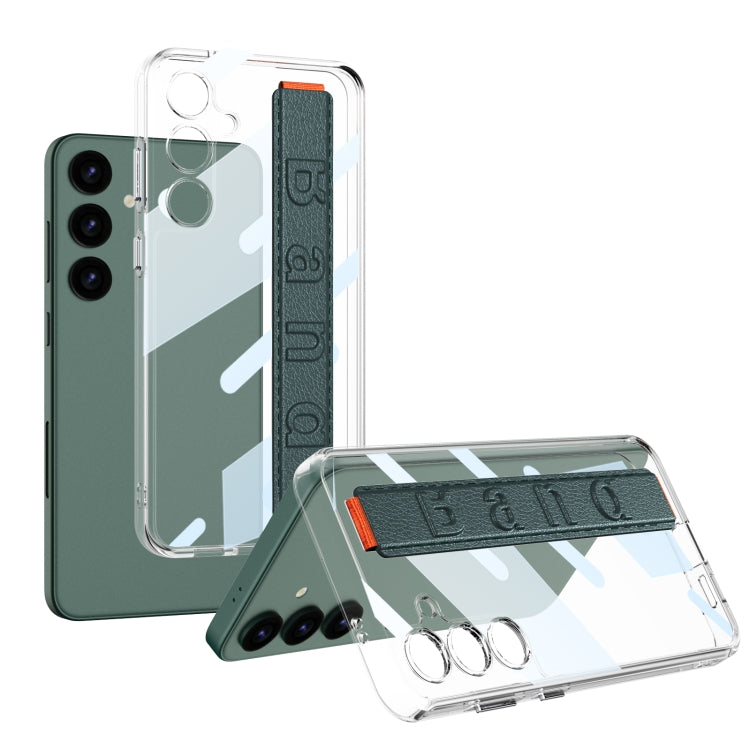 For Samsung Galaxy S24 5G GKK Space Frame Transparent PC + TPU Phone Case with Wrist Strap(Green)