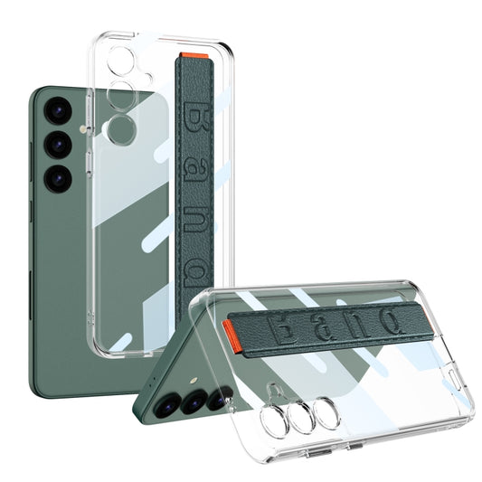 For Samsung Galaxy S24 5G GKK Space Frame Transparent PC + TPU Phone Case with Wrist Strap(Green)