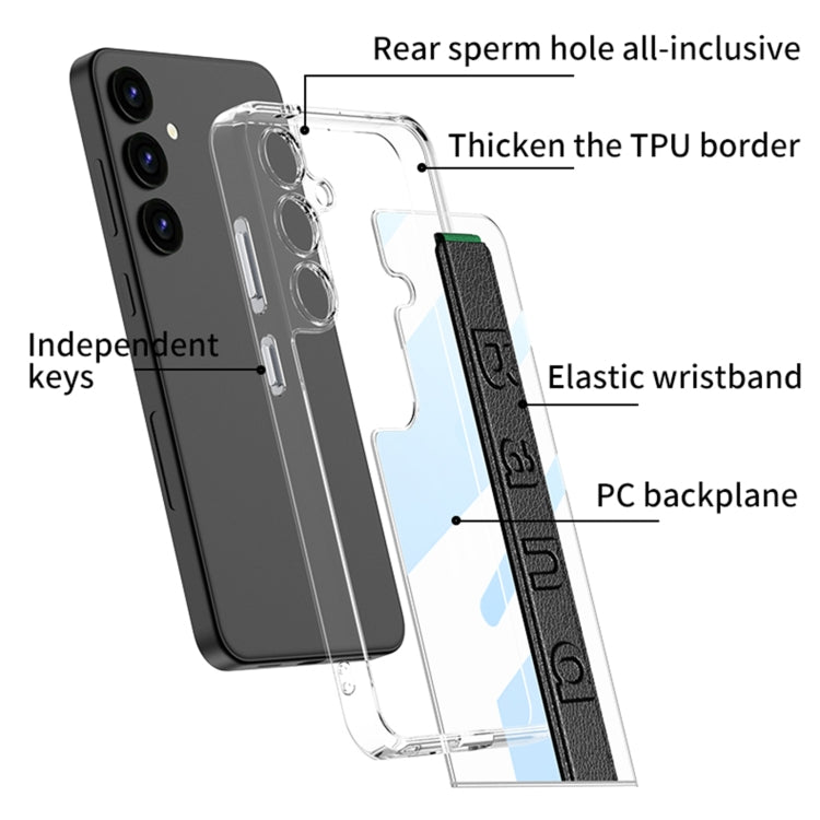 For Samsung Galaxy S24 5G GKK Space Frame Transparent PC + TPU Phone Case with Wrist Strap(Green)
