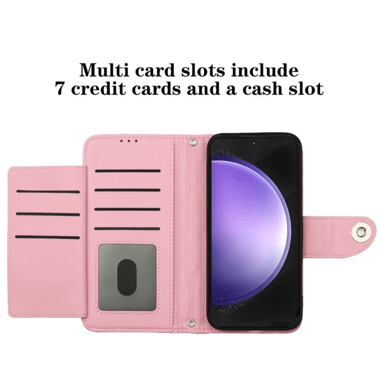 For Samsung Galaxy S24 5G Rhombic Texture Flip Leather Phone Case with Lanyard(Pink)