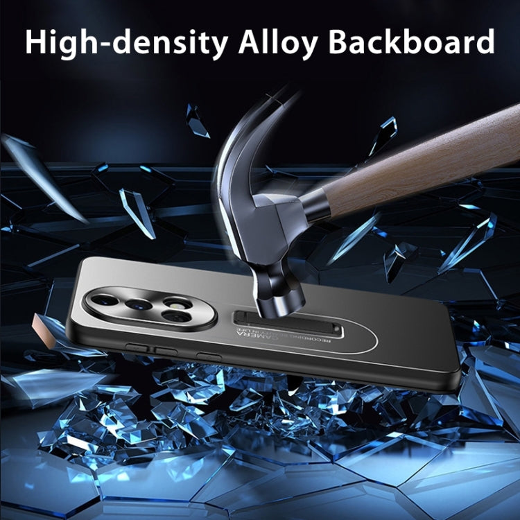 For Huawei nova 12 Frosted Metal Hybrid TPU Holder Phone Case(Black)