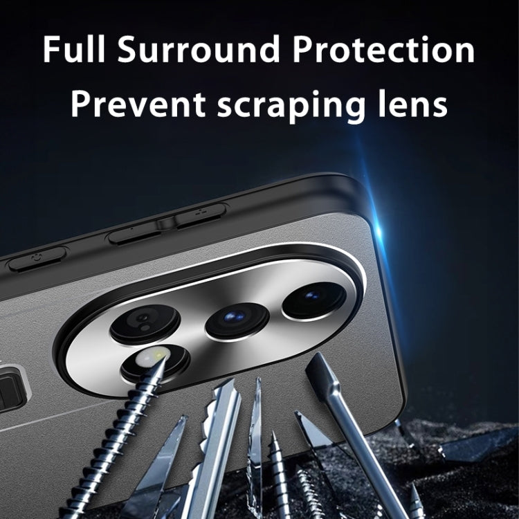 For Huawei nova 12 Frosted Metal Hybrid TPU Holder Phone Case(Black)