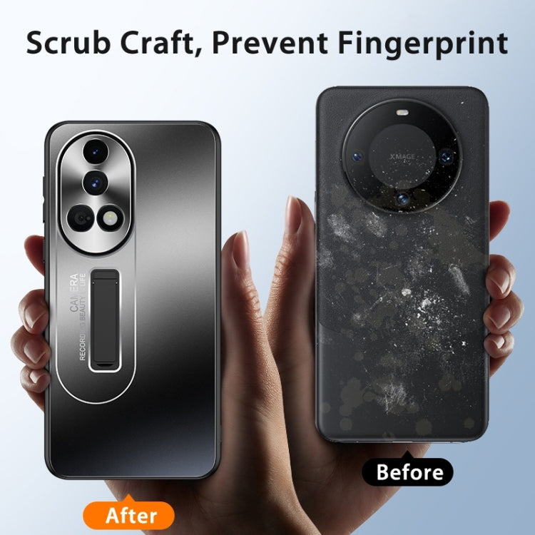 For Huawei nova 12 Pro Frosted Metal Hybrid TPU Holder Phone Case(Black)